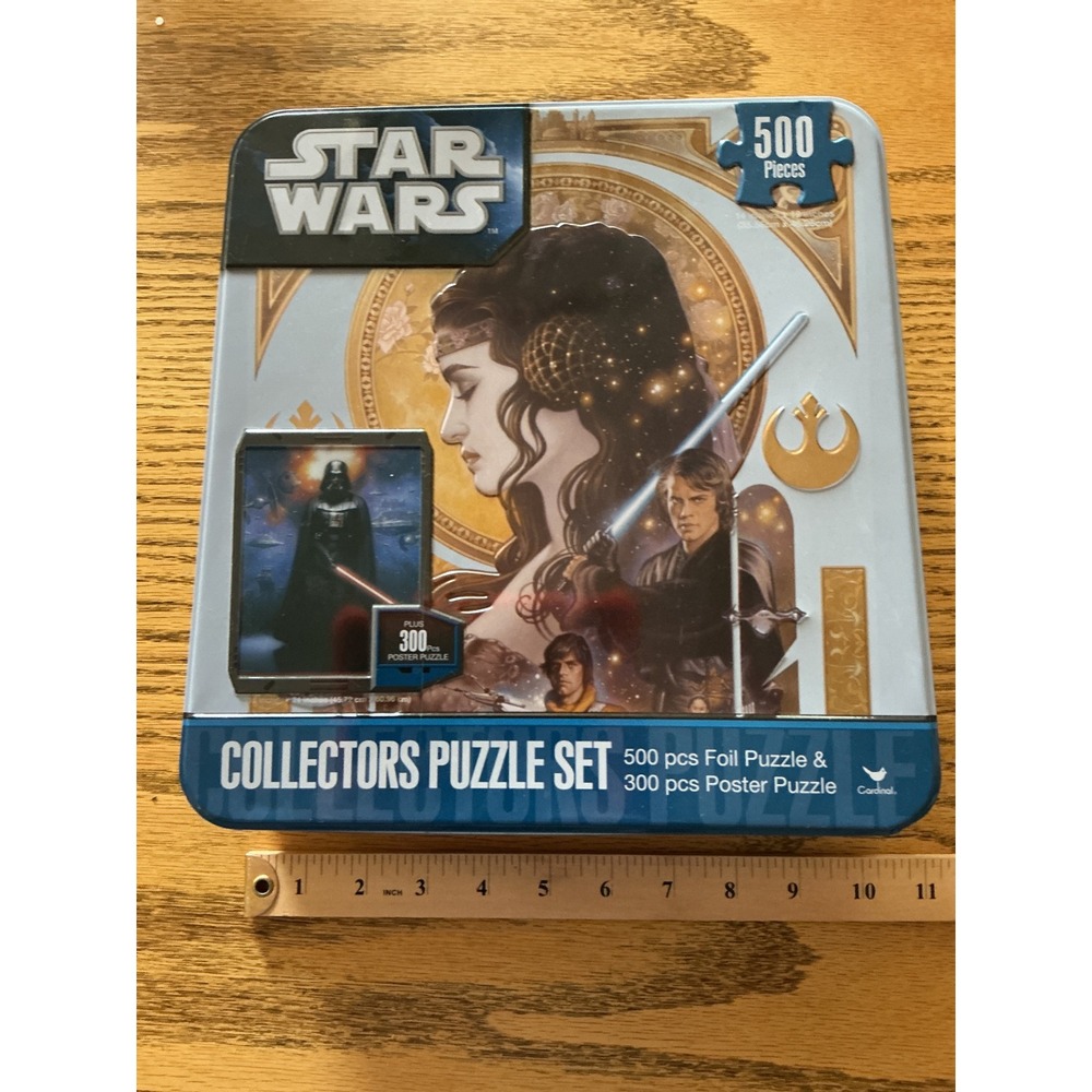 Star Wars Collectors Puzzle Set 500pc Foil & 300pc Poster Darth Vader Tin 2011